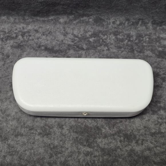 Swarovski White Leather Clamshell Eye Glass Case Clam Shell - Picture 5 of 13
